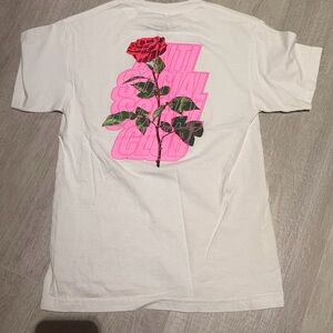 Antisocial, social club White Graphic T-Shirt with Pink Rose Design rose size M